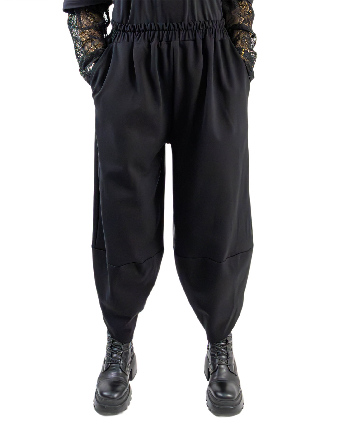 Pantaloni Negri cu Croială Lalea (Tulip) | O Singură Mărime (S-XL) | Qarma