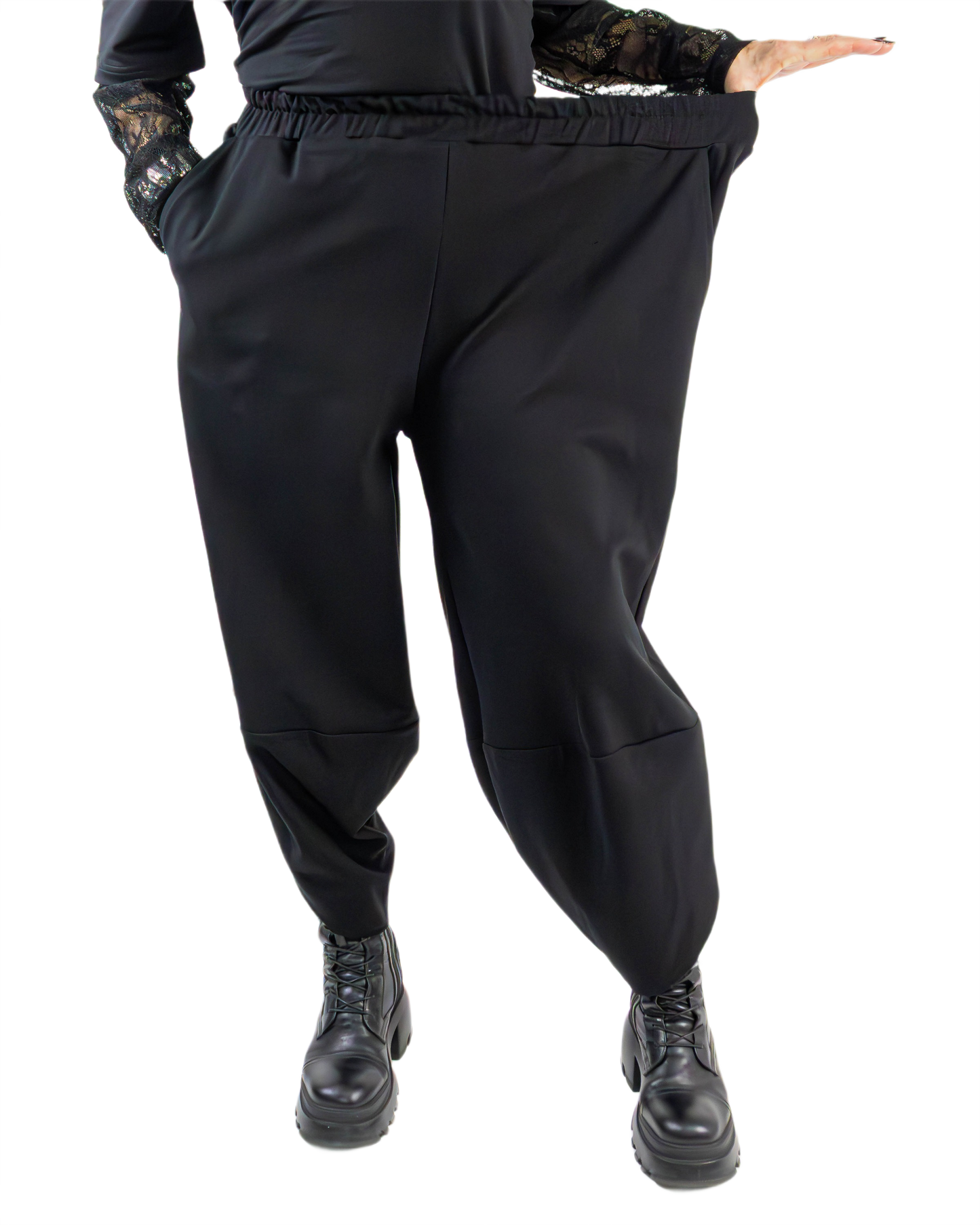 Pantaloni Negri cu Croială Lalea (Tulip) | O Singură Mărime (S-XL) | Qarma
