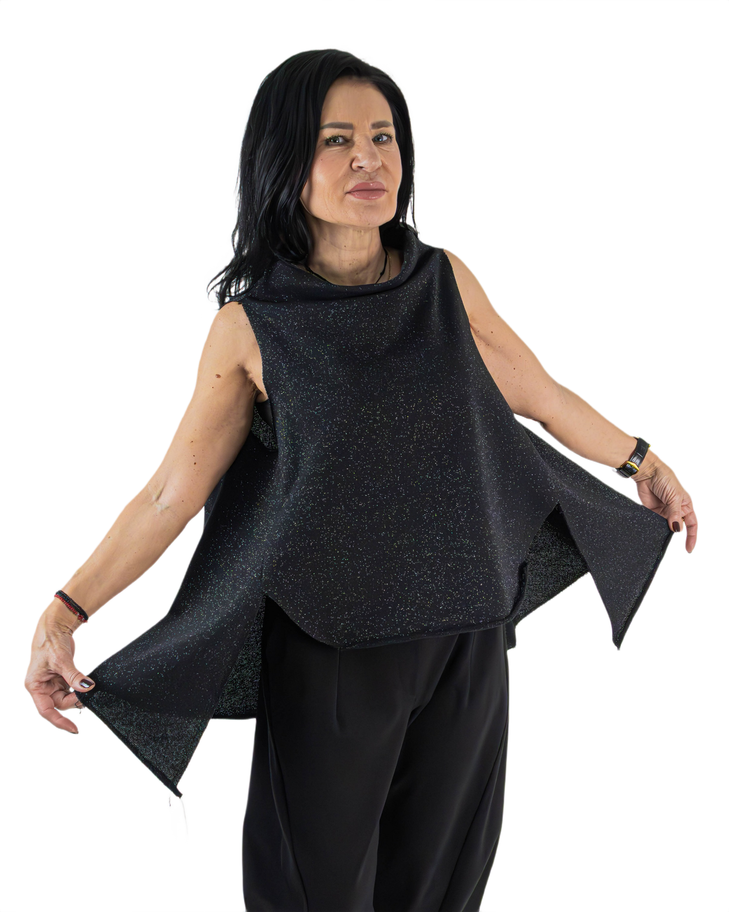 Capă Clasică din Lurex Sparkle Noir | Mărime Universală (S-XL) | Qarma