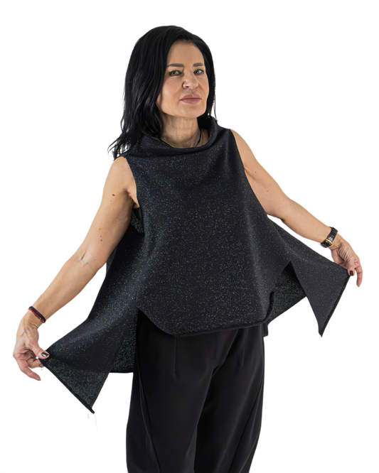 Capă Clasică din Lurex Sparkle Noir | Mărime Universală (S-XL) | Qarma