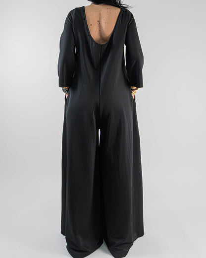 Salopetă Neagră din Lycra cu Mânecă Lungă (S-XL)