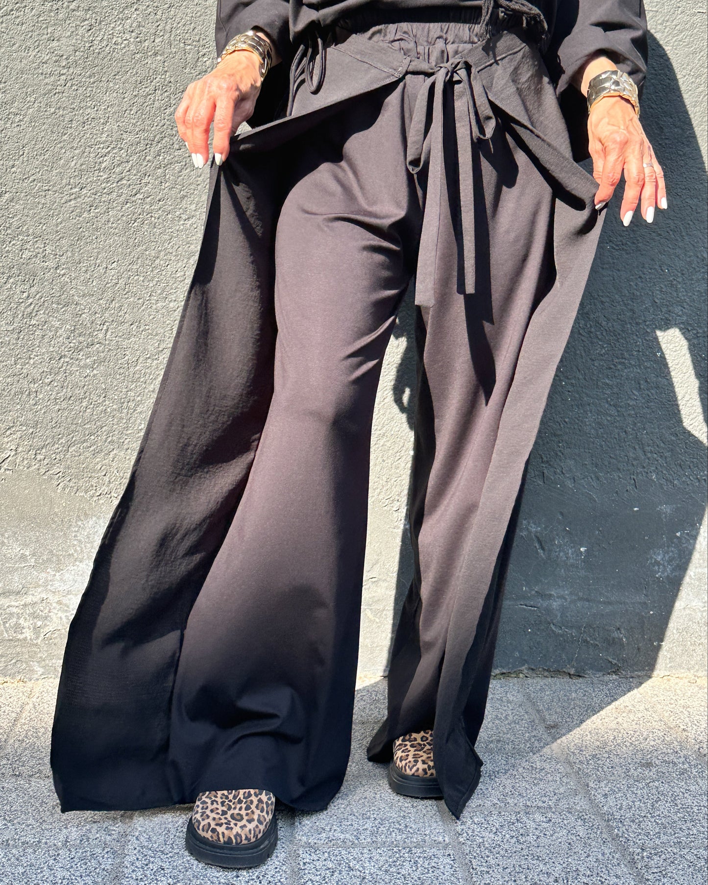 Pantaloni Wide-Leg Petrecuți cu Șnur (S-XL)