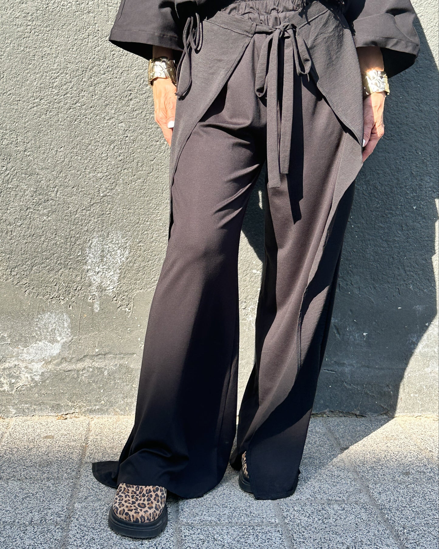 Pantaloni Wide-Leg Petrecuți cu Șnur (S-XL)