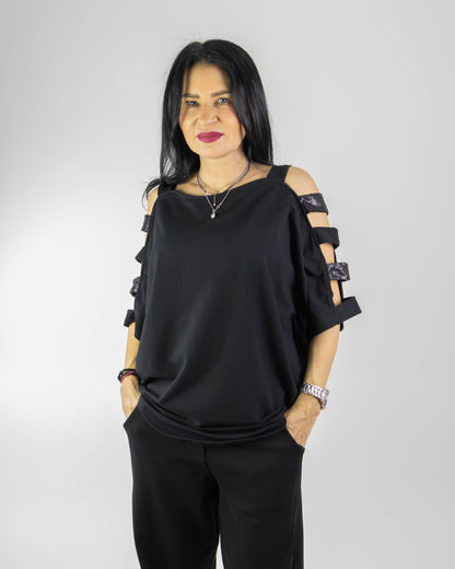 Bluză Neagră „Bride” cu Paiete (S-XXL)