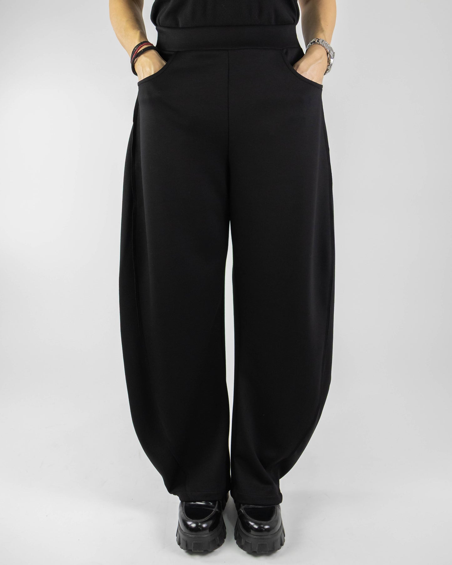 Pantaloni Balloon Wide-Leg din Jerse Elastic (S-XL)
