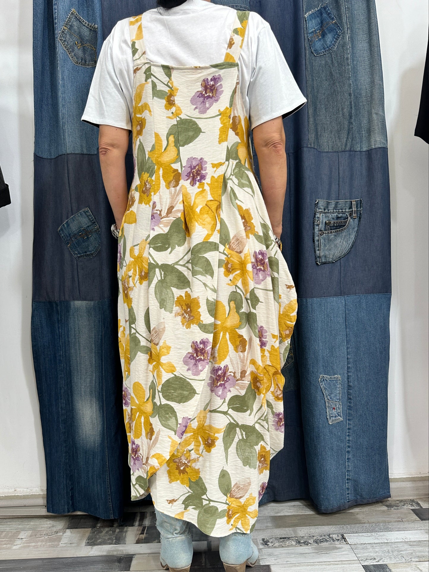 Sarafan Arhitectural cu Imprimeu Floral (S-XL)