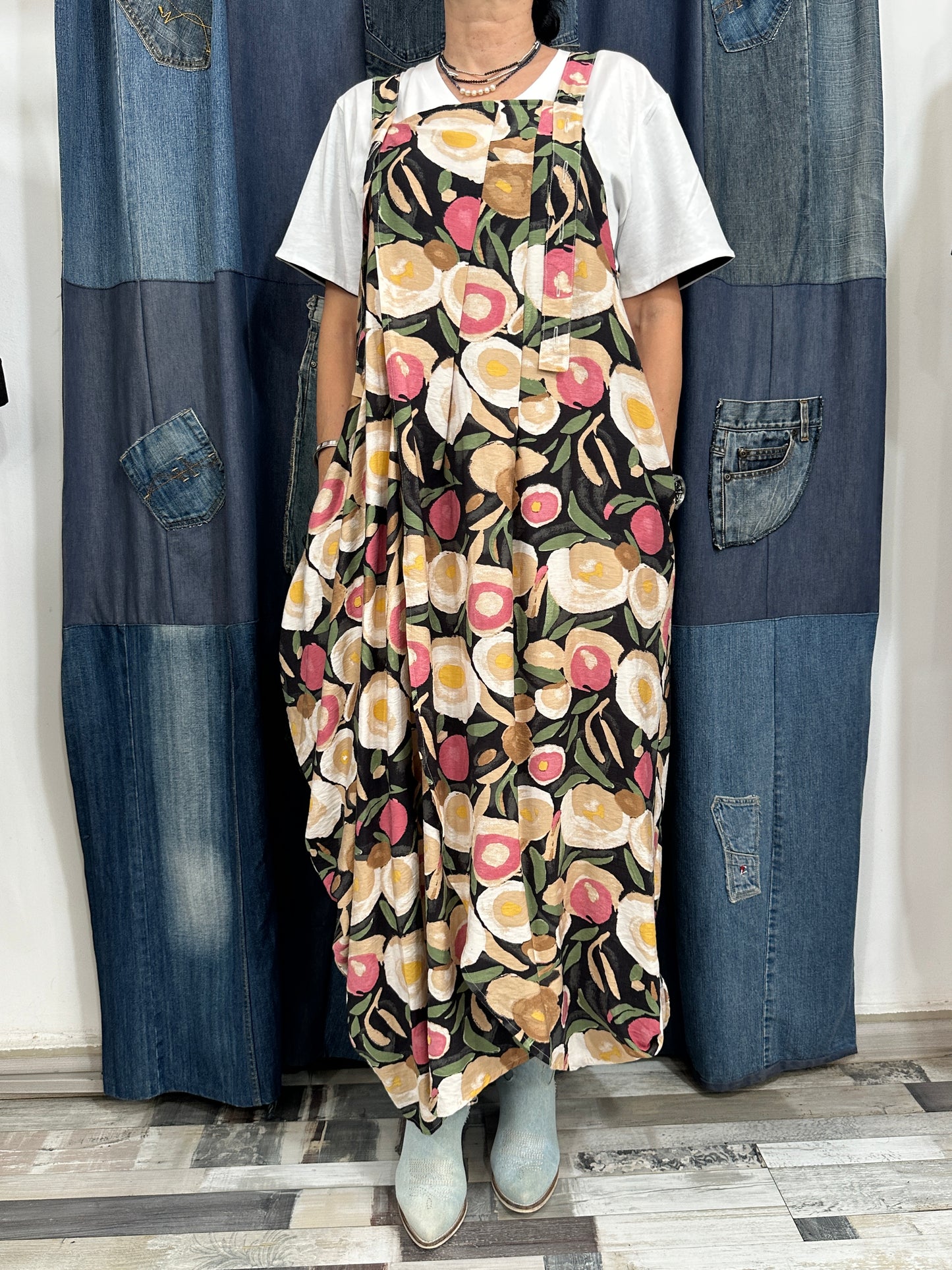 Sarafan Arhitectural cu Imprimeu Floral Culori Reci (S-XL)