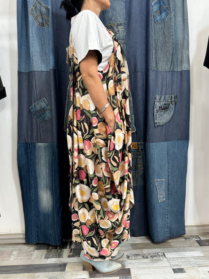 Sarafan Arhitectural cu Imprimeu Floral Culori Reci (S-XL)