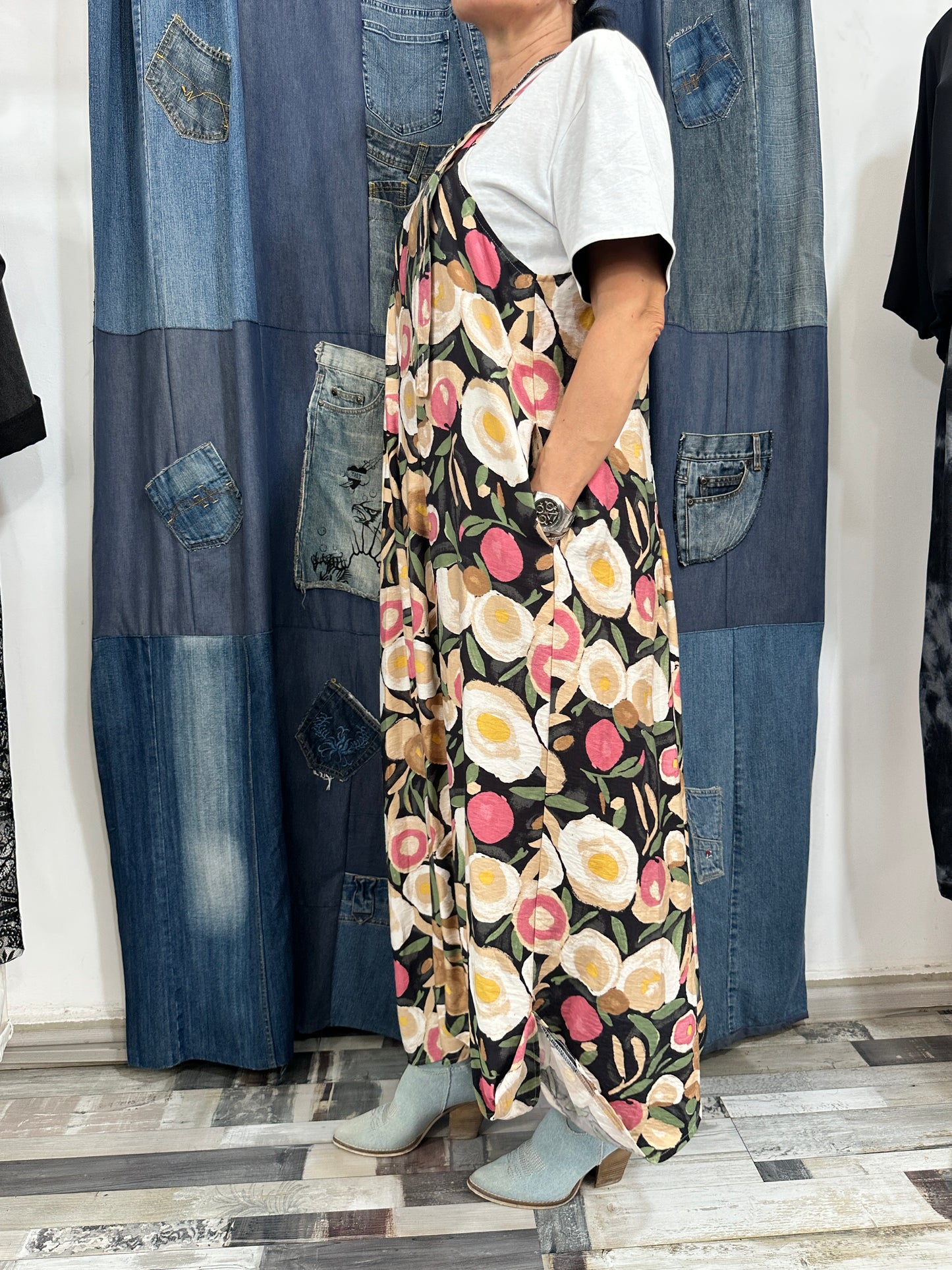 Sarafan Arhitectural cu Imprimeu Floral Culori Reci (S-XL)