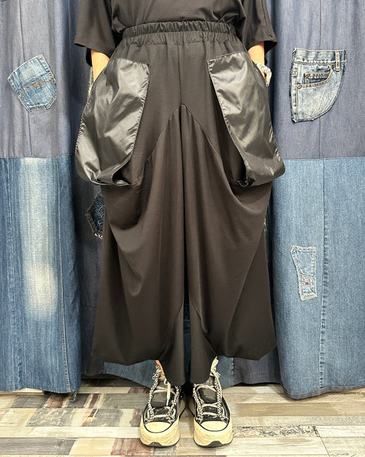 Pantaloni-Șalvar Arhitecturali cu Buzunare Aparente din Fâș (S-XL)