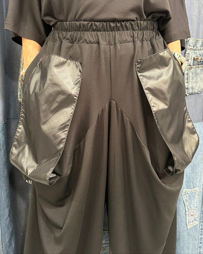 Pantaloni-Șalvar Arhitecturali cu Buzunare Aparente din Fâș (S-XL)