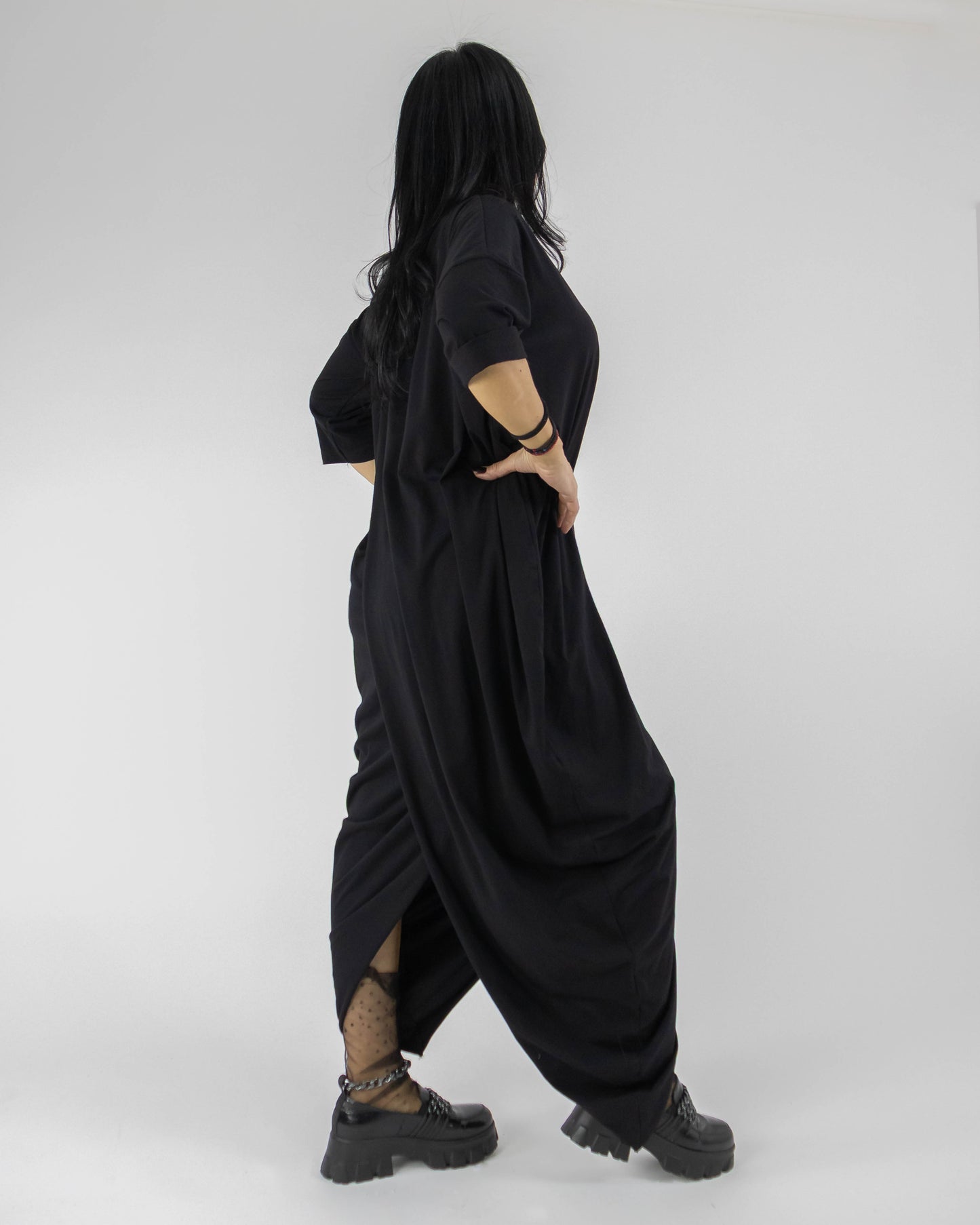 Rochie Noir Parte Peste Parte | Mărime Universală (S-XL) | Qarma