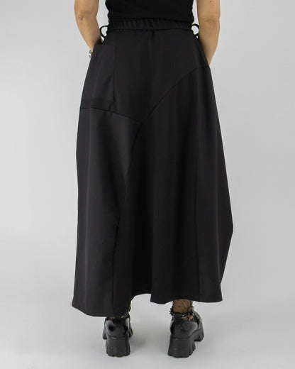 Fustă Asimetrică din Viscoză cu Șnur în Talie (S-XL)