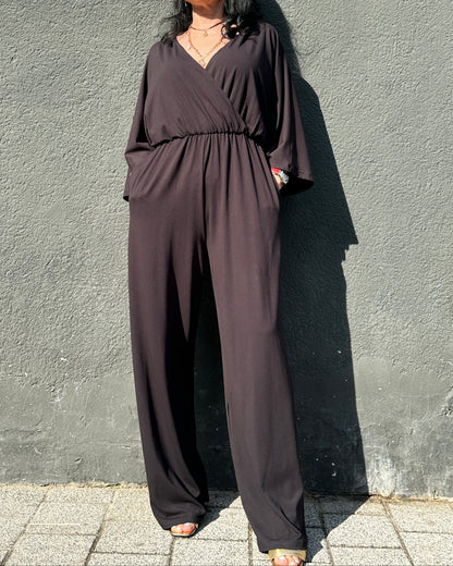 Salopetă Arhitecturală Fluidă cu Bust Parte Peste Parte (S-XL)