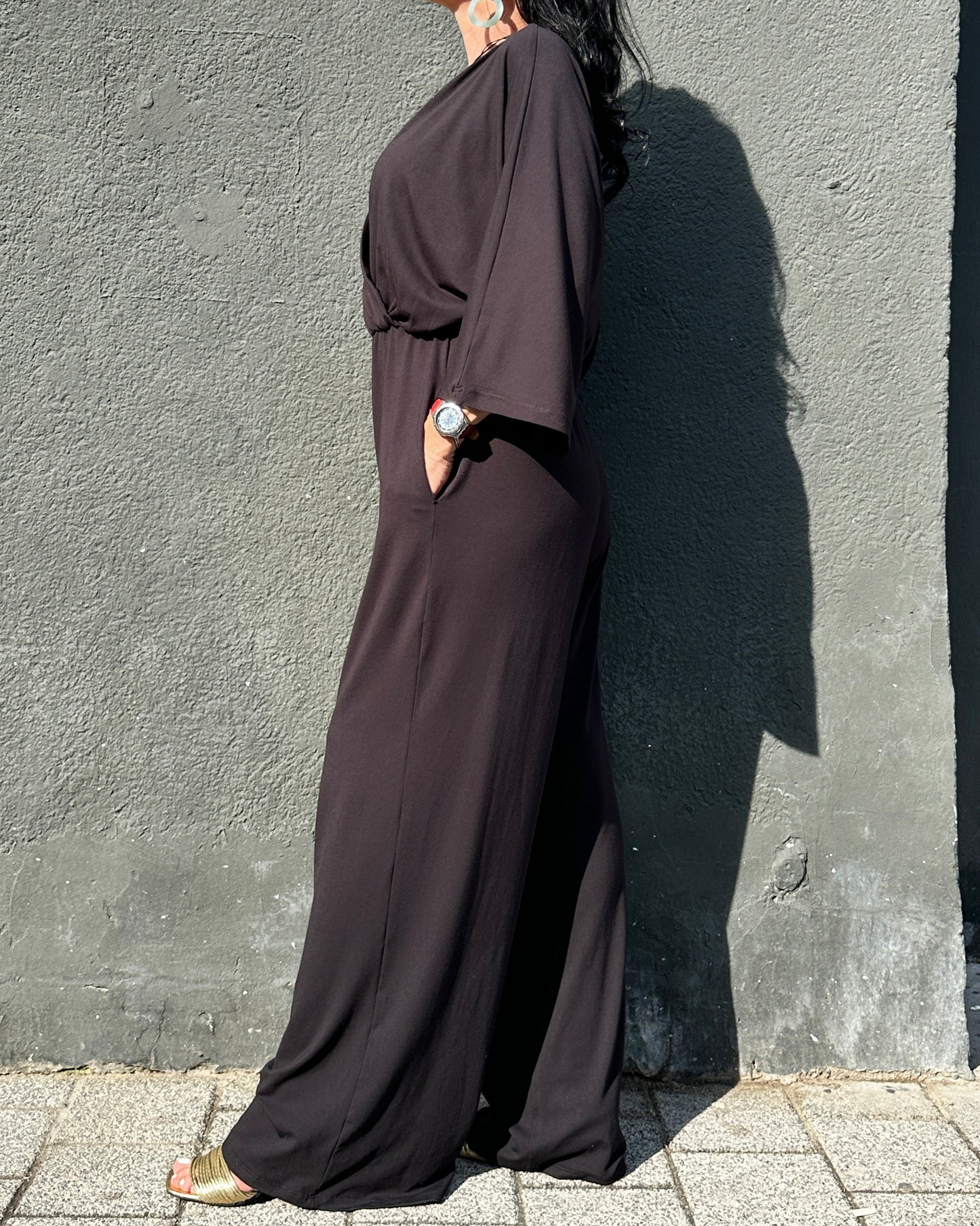Salopetă Arhitecturală Fluidă cu Bust Parte Peste Parte (S-XL)
