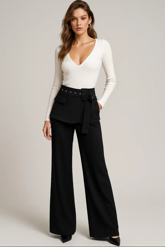 Pantaloni Evazați 2-în-1 cu Fustă Detașabilă | Qarma Selection