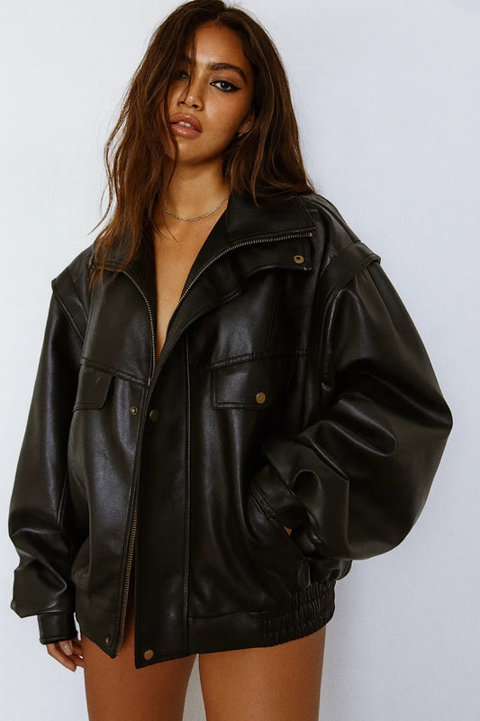 Geacă Bomber Oversized Neagră | Talie Unică | Qarma Selection