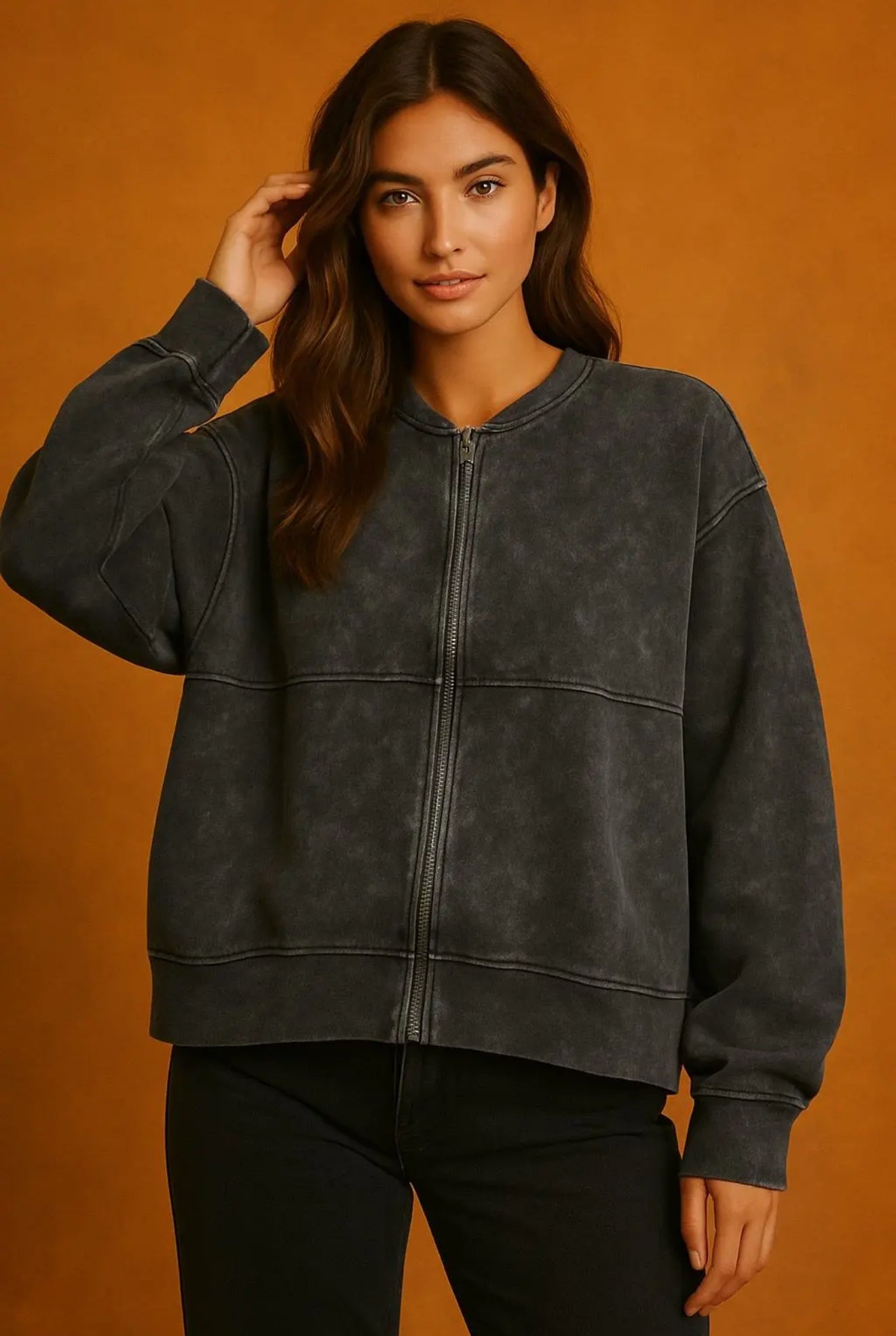 Jachetă-hanorac din Bumbac cu Aspect Prespălat | Talie Unică | Qarma Selection