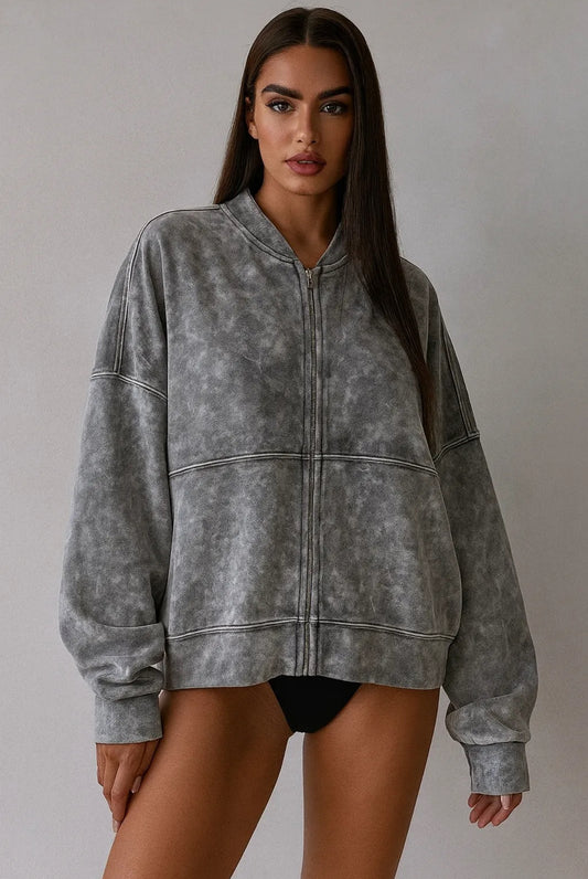 Jachetă-hanorac din Bumbac cu Aspect Prespălat | Talie Unică | Qarma Selection