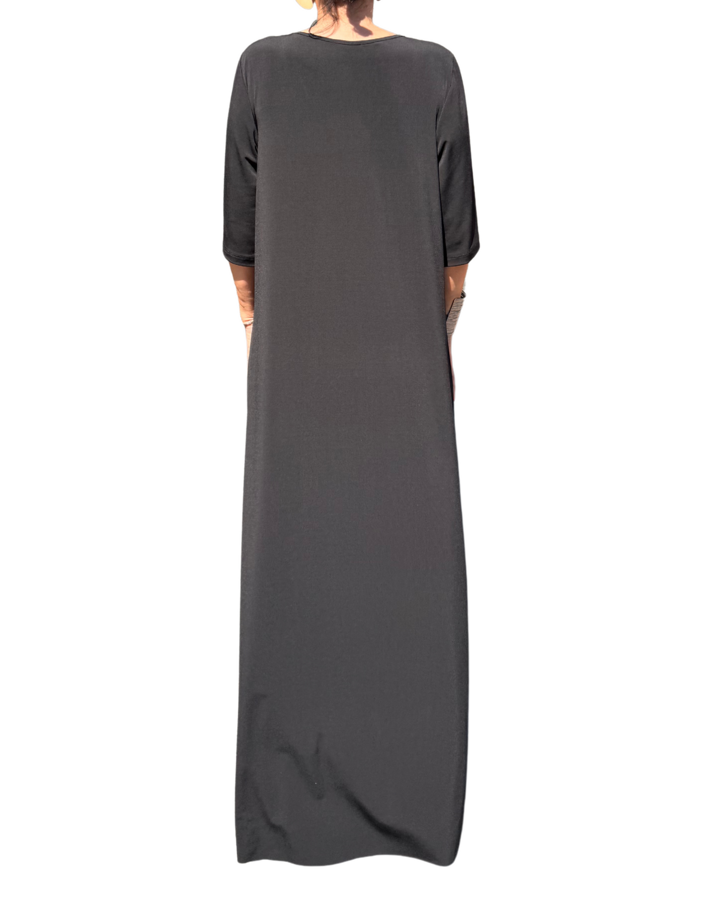 Rochie Arhitecturală Neagră Drapată pe Lateral (S-XL)