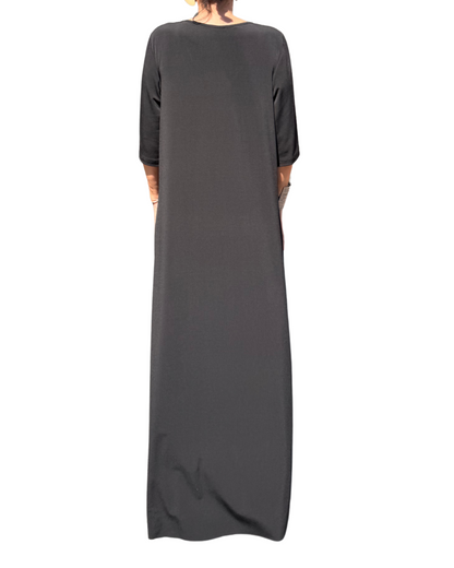 Rochie Arhitecturală Neagră Drapată pe Lateral (S-XL)
