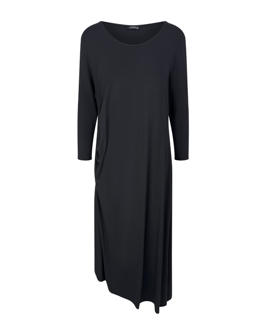 Rochie neagra lunga cu snur si maneca lunga