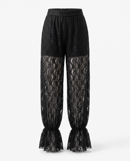 Pantaloni Arhitecturali din Dantelă cu Dublură Integrată (S-XL)