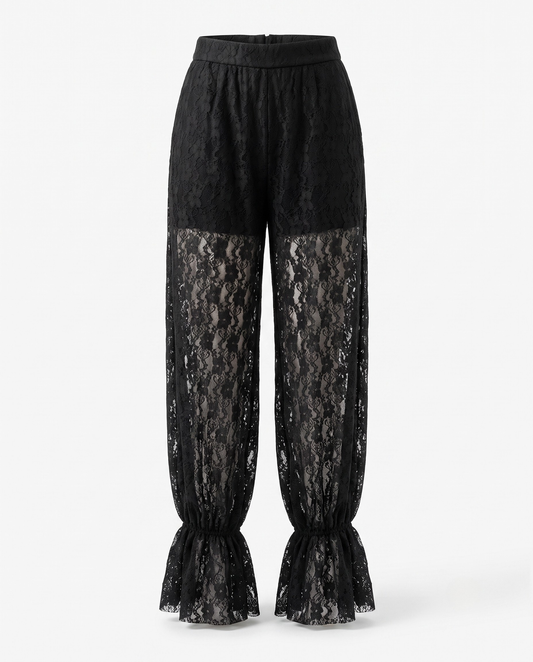 Pantaloni Arhitecturali din Dantelă cu Dublură Integrată (S-XL)