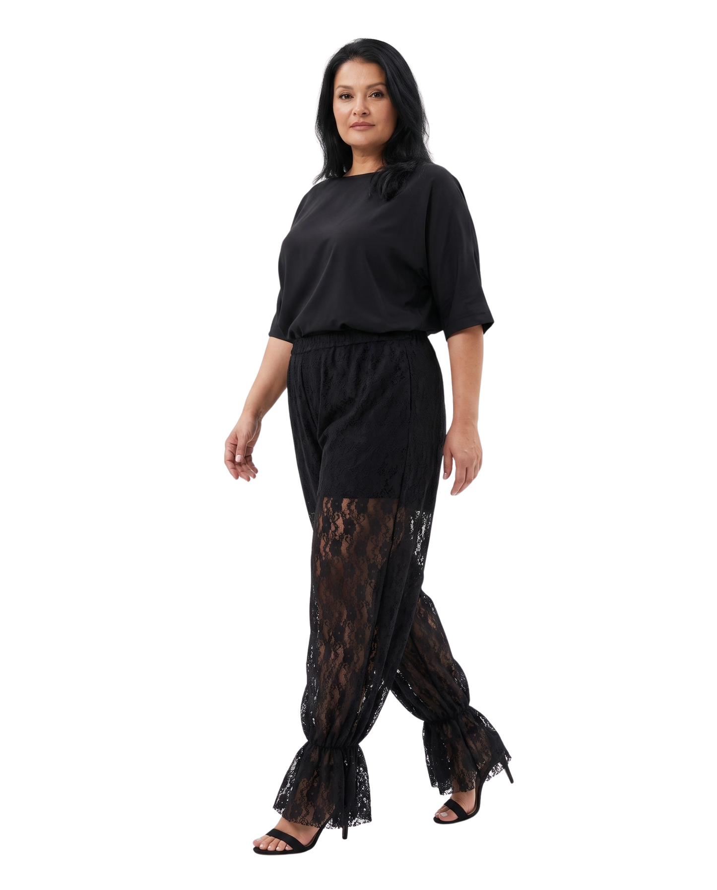 Pantaloni Arhitecturali din Dantelă cu Dublură Integrată (S-XL)
