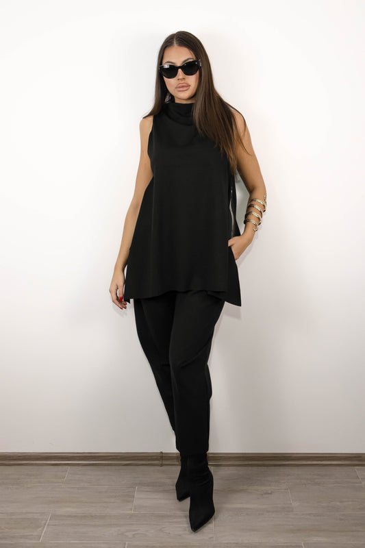 Pantaloni Dama – Croiala Conica cu Pliuri Arhitecturale