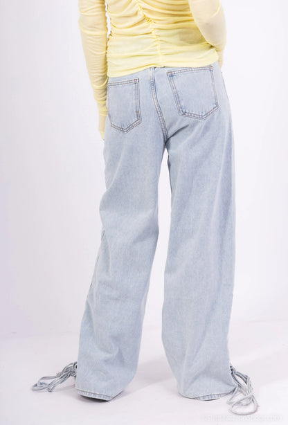 Jeans Drepți cu Șiret Lateral (S-M-L)