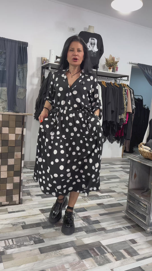 Rochie-Cămașă cu Buline și Volane Etajate (S-L)
