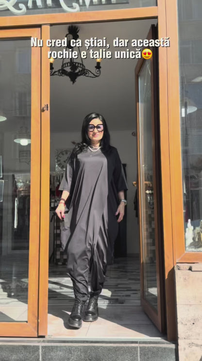 Rochie Neagră Lalea Parte Peste Parte (S-XL)