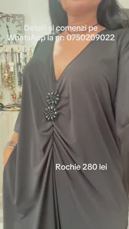 Rochie Neagră cu Anchior (S-XL)