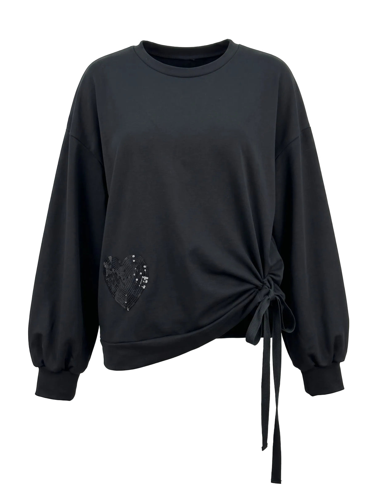 Bluză Neagră cu aplicație inimă și șnur | Mărime Universală (S-XL) | Qarma